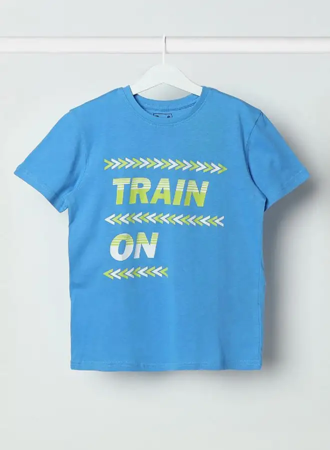 NEON Casual Printed T-Shirt Azure Blue