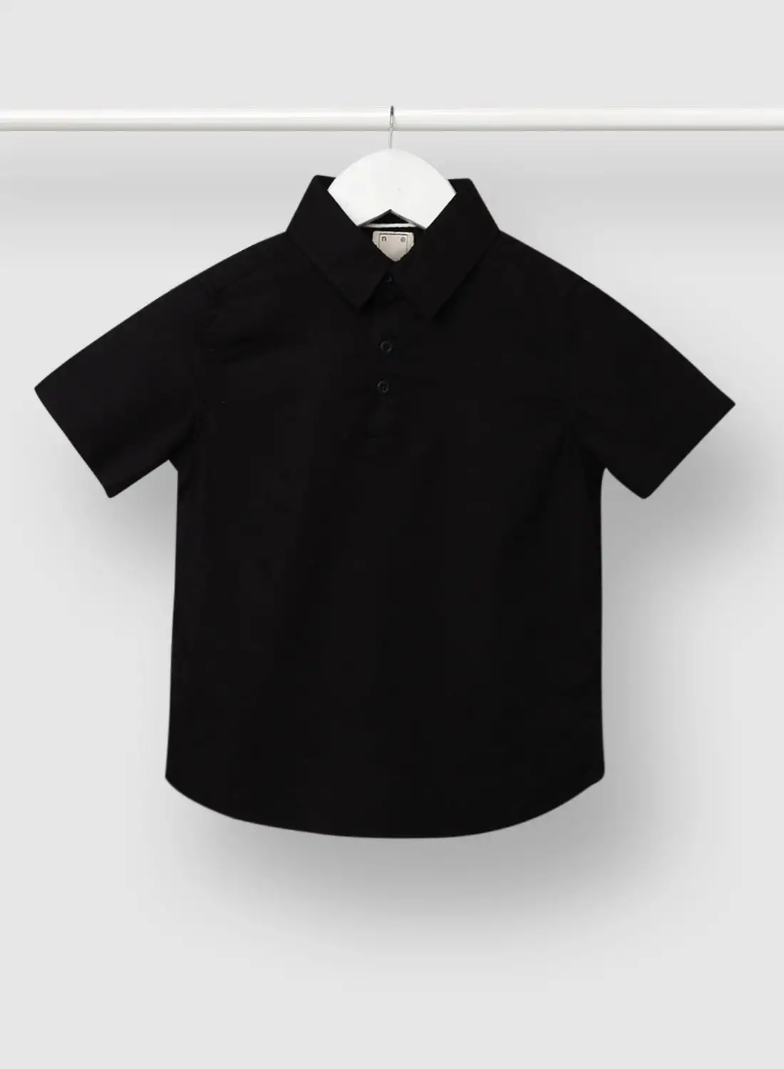 NEON Collared Neck Short Sleeve Shirt Jet Black