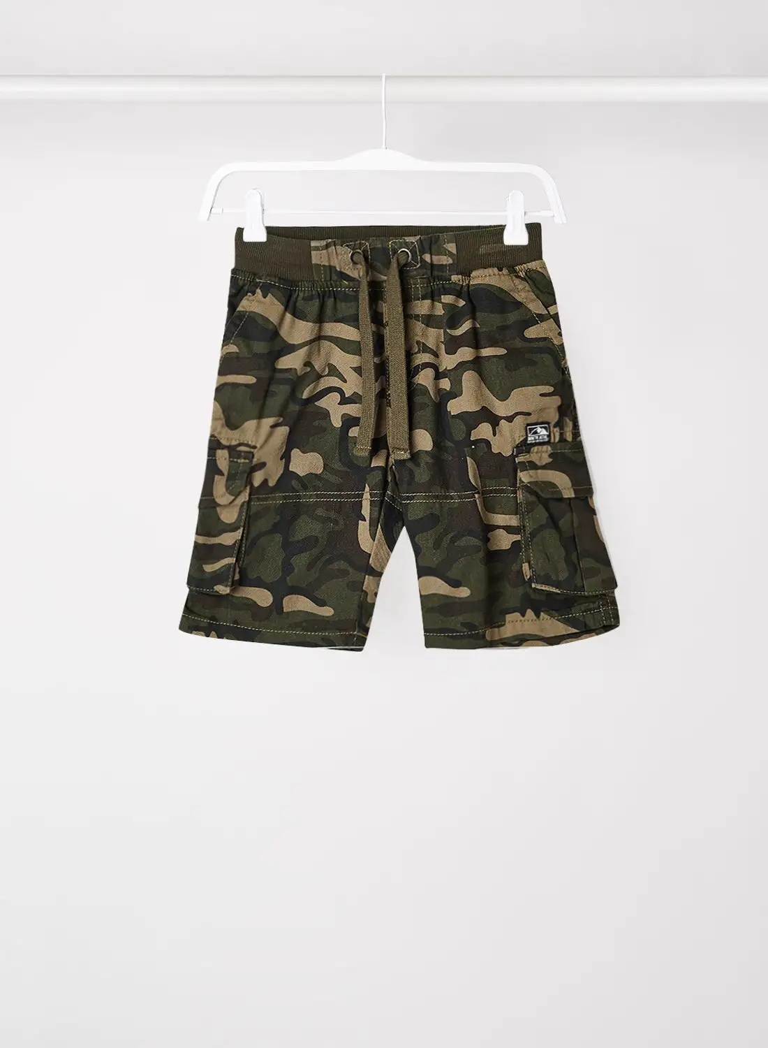 R&B Printed Cotton pullon Shorts Olive