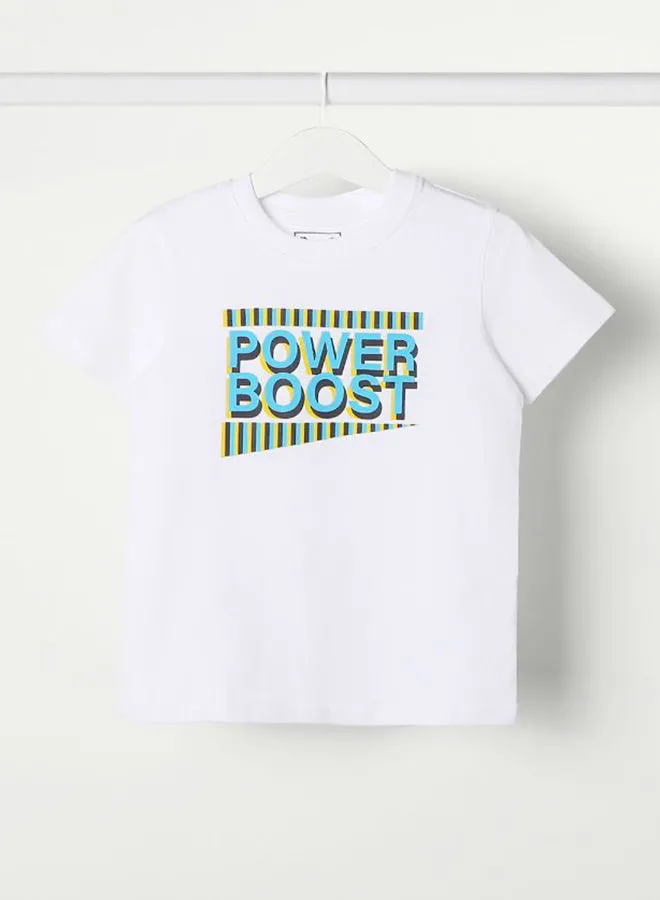 NEON Power Boost Graphic Printed Crew Neck T-Shirt White