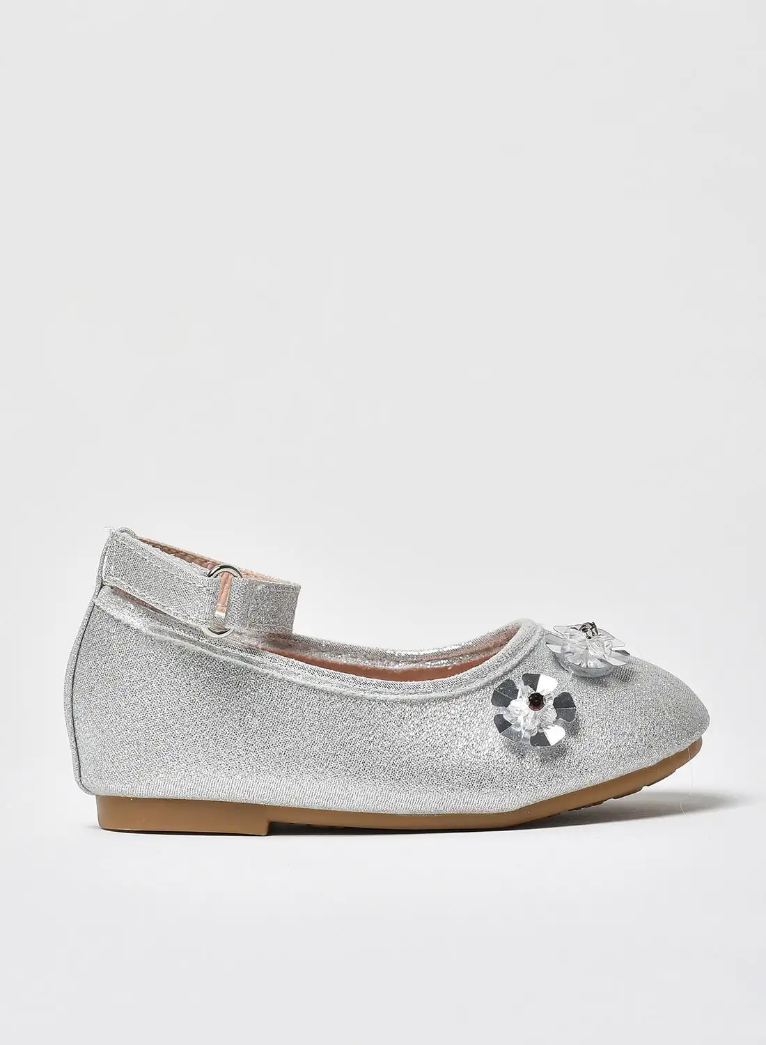 Aila Dyed Pattern Flat Ballerinas Silver