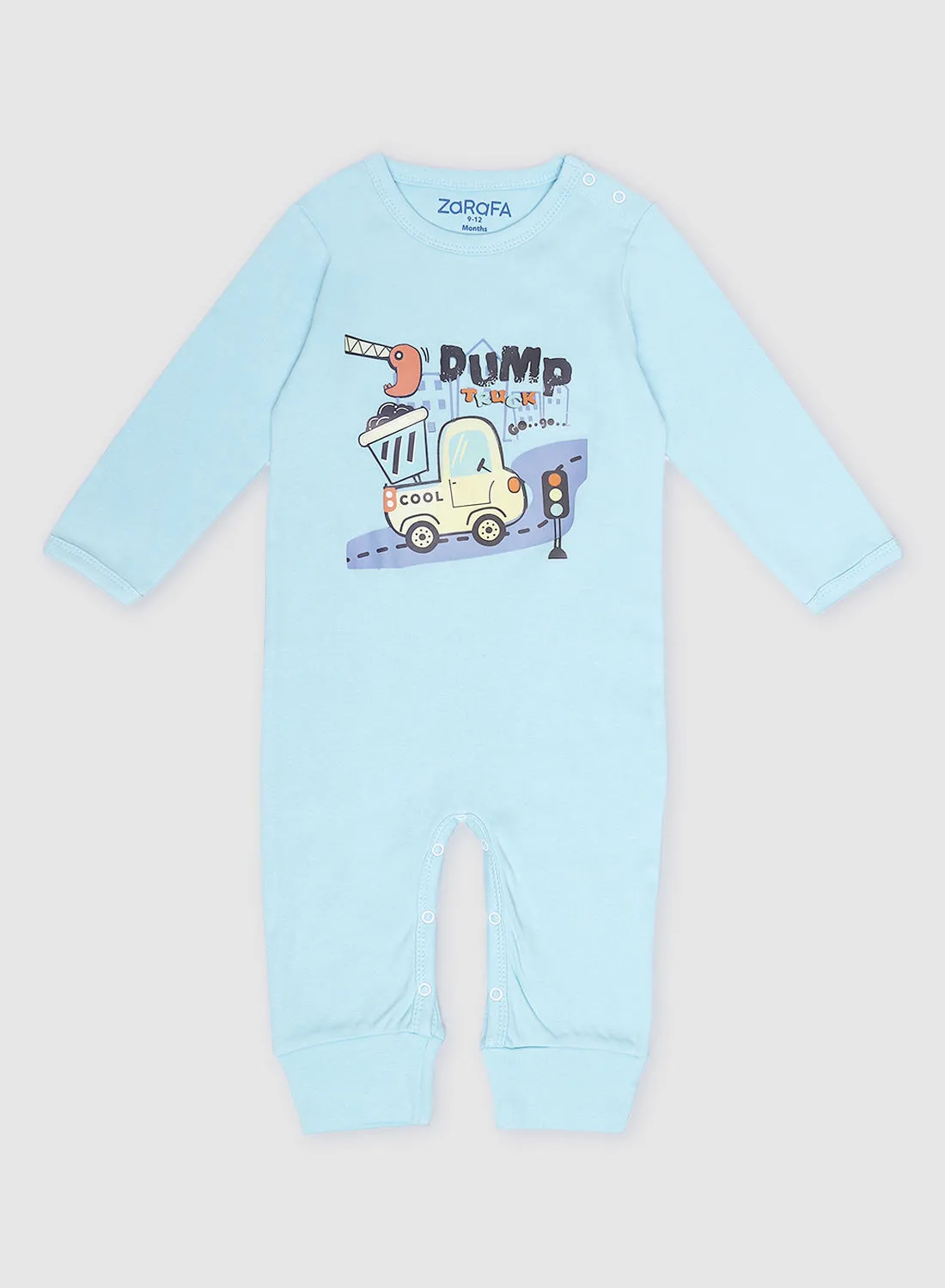 Zarafa Long Sleeve  Round Neck Sleepsuit Cool Blue