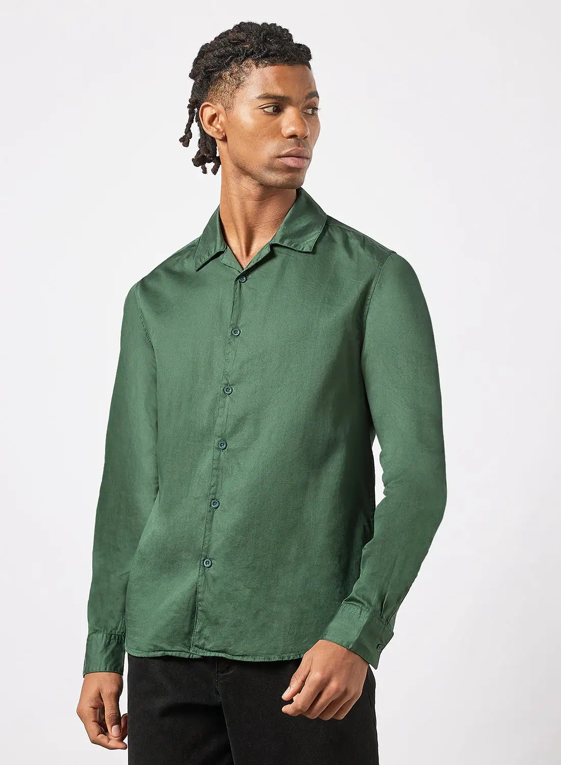 QUWA Collared Neck Shirt Green