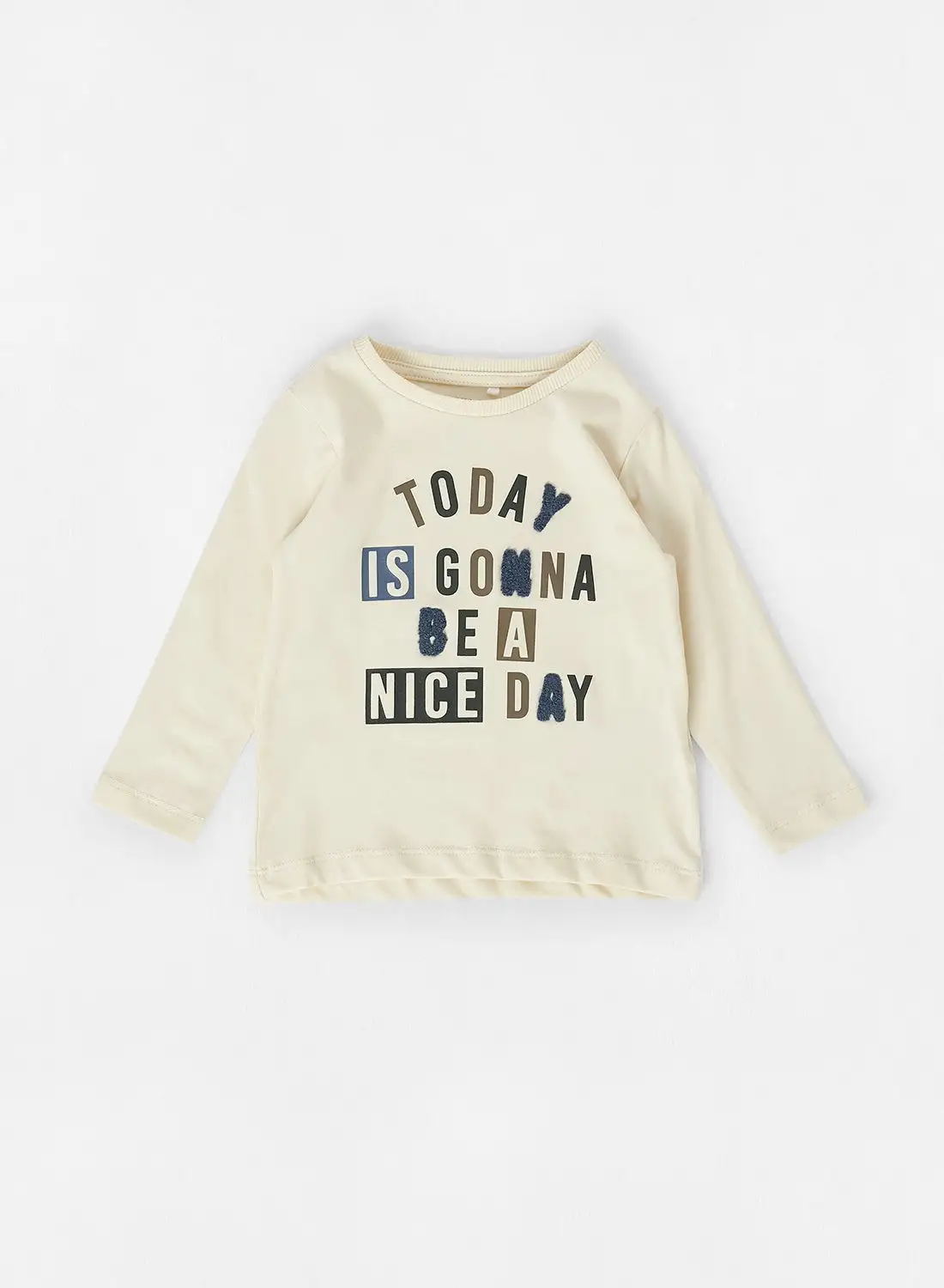 NAME IT Baby/Kids Slogan Print T-Shirt Off-White