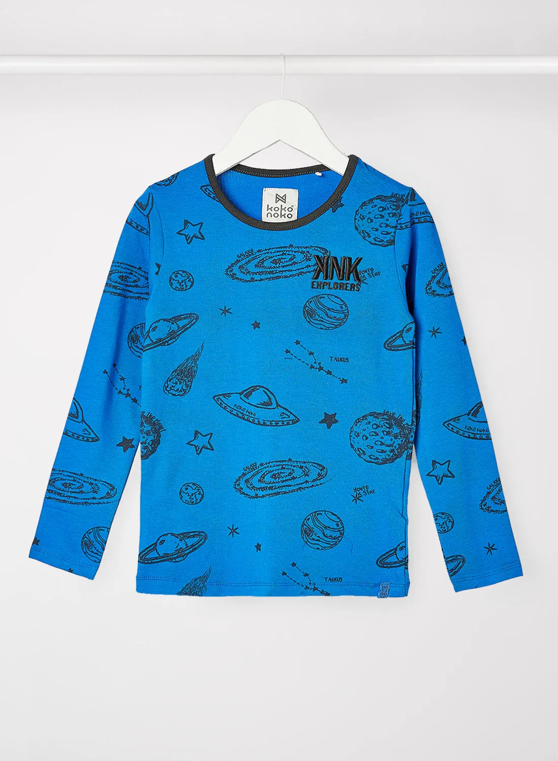 koko noko Kids/Teen Space Print T-Shirt Blue