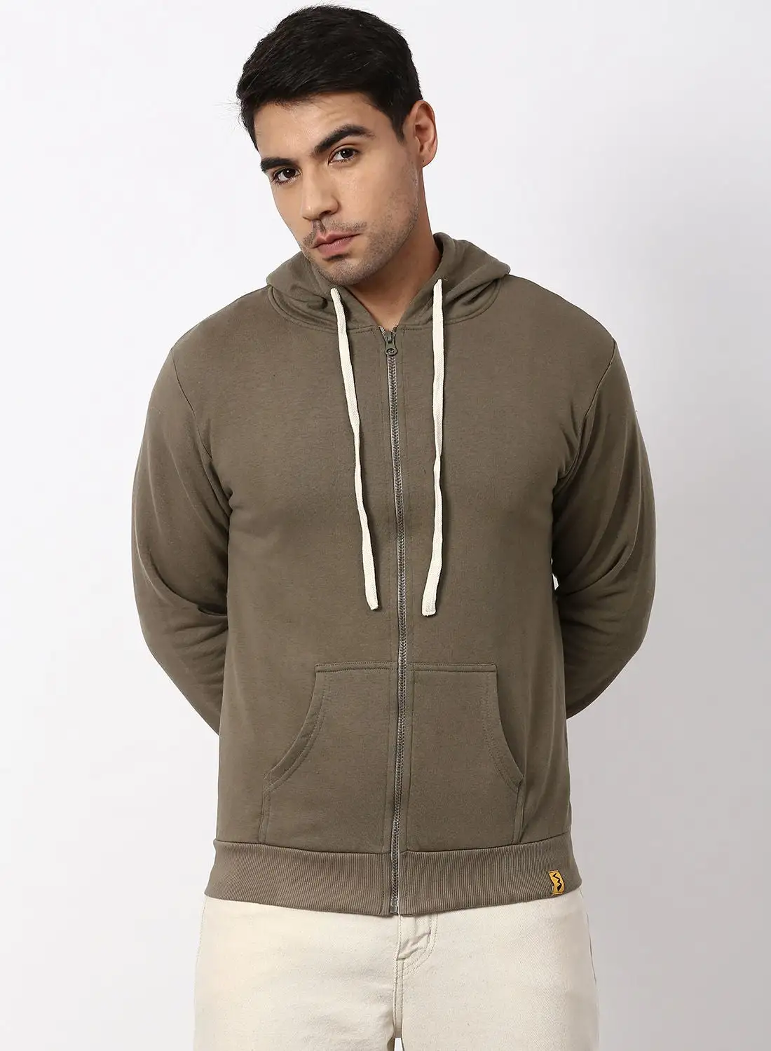 Campus Sutra Stylish Comfortable Hoodie Khaki Green