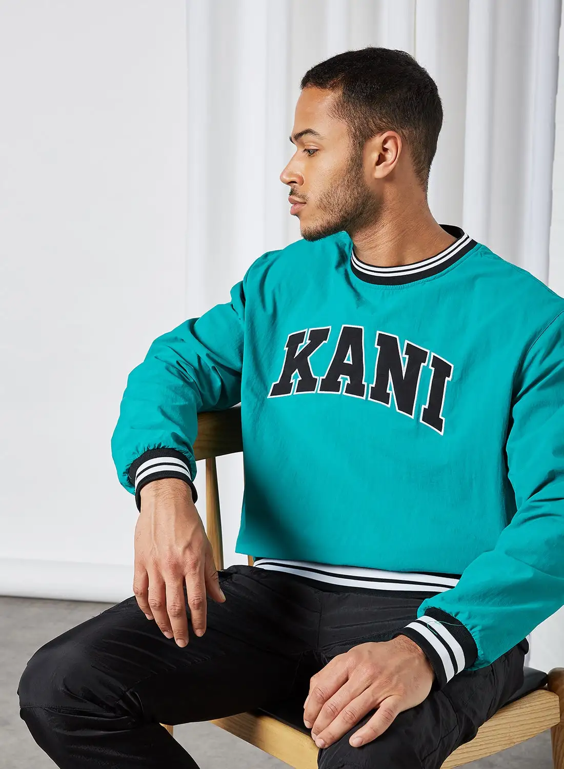 Karl Kani Serif Nylon Crew Neck Sweatshirt Turquoise