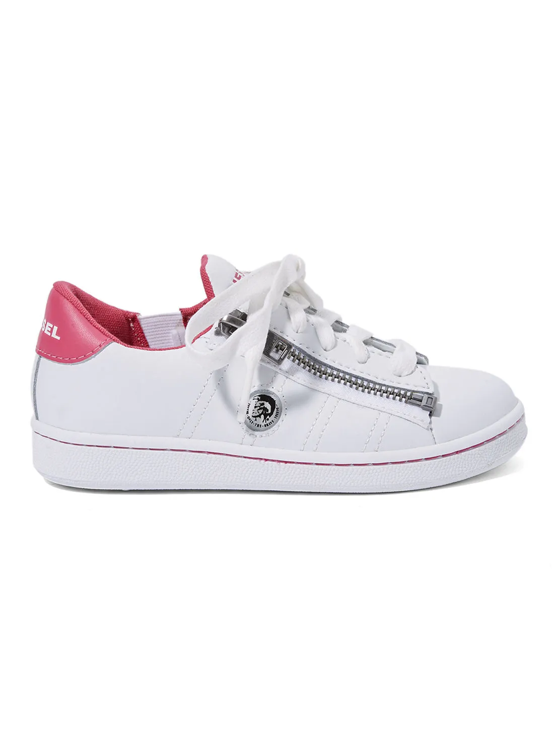 DIESEL KID Kids Zip Detail Sneakers White/Pink