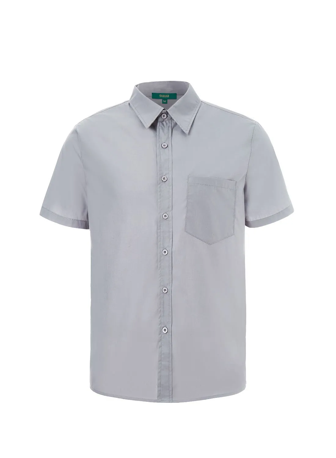 QUWA Casual Button Down Short Sleeve Shirt with Pocket Grey