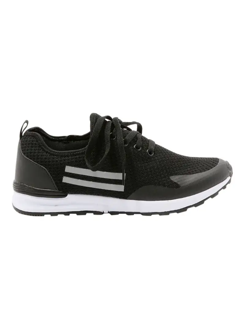 BRAVE SOUL Reflective Side Striped Trainers Black