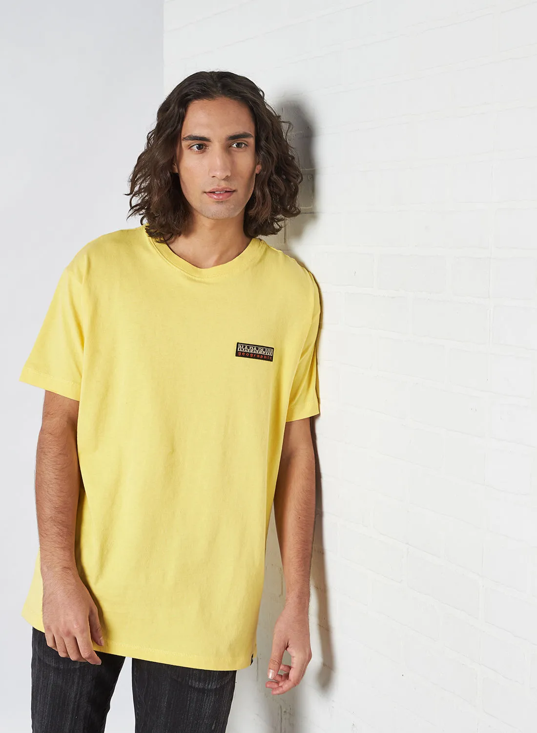 Napapijri Chest Logo Print Short Sleeve T-Shirt Yellow Sunshine