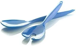 M-Design Plastic Salad Serving Spoon & Fork Set (Blue)