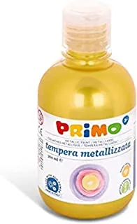 PRIMO School Paint Craft Paint للأطفال بمظهر معدني ، 300 مل مع غطاء الجرعات (أصفر)