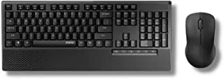 Rapoo x1960 wireless spill-resistant keyboard and mouse combo w/palm rest - black