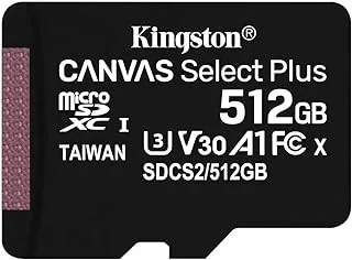 Kingston 512GB micSDXC Canvas Select Plus 100R A1 C10 Card + ADP, SDCS2/512GB, black