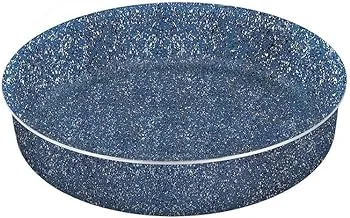 El Dahan rock line round granite oven tray, 30 cm - blue