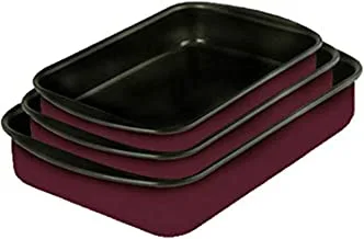 Eldahan non stick rectangular oven tray set fiori line 3 pieces - 25 cm - 30 cm - 35 cm