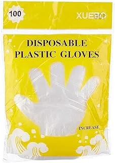 MT Disposable Plastic Gloves, 100 Pieces - Transparent