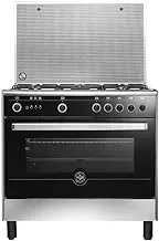 LA GERMANIA Freestanding Cooker 90 x 60, 5 Gas Burners, Stainless x Black 9M10GRB1X4AWW