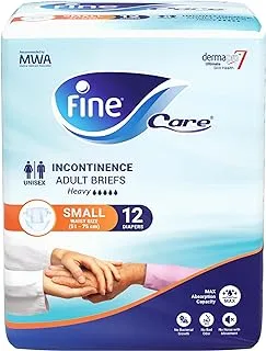 Fine Care Incontinence Adult Diapers breifs, Small Size ,Waist 51-75 cm, Count 12