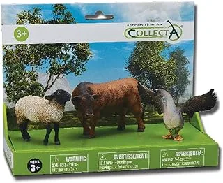 مجموعة هدايا Collecta / The Farm: مجموعة من 3 حيوانات مزرعة في صندوق هدايا 22.5 × 11 × 17.5 سم