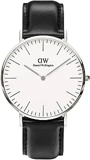 Daniel Wellington Classic Watch Unisex , Quartz Movement, Analog Display, Black Leather Strap-DW00100020