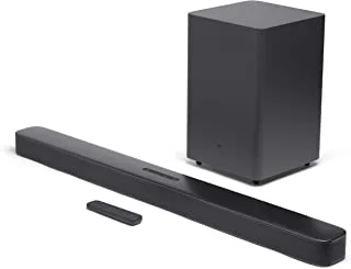 JBL Bar 2.1 Deep Bass Sound Bar - in-home entertainment system, with streaming capabilities and subwoofer, in black, Wi-Fi