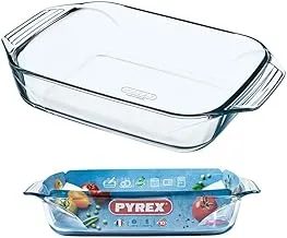 Pyrex Optimum Glass Rectangular Roaster High Resistance Easy Grip 31x20 cm