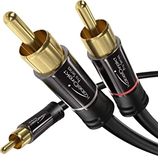 KabelDirekt 402 10m RCA/phono Y cable, 1 to 2 RCA/phono, stereo audio cable (coax male/male cinch plugs, analogue/digital, adapter for subs/amps/Hi-Fis/home cinema/receivers) black