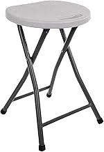 Mintra Home Plastic Foldable Stool Chair with Metal Frame - Light Grey