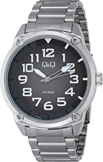 Q&Q Watch for Men, Quartz Movement, Analog Display, Silver Stainless Steel Strap-QB10J205Y