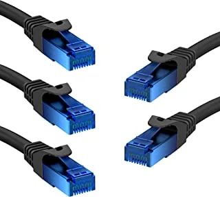 KabelDirekt 610 0.25m x5 Ethernet, patch & network cable (transfers gigabit internet speed, ideal for 1Gbps networks/LANs, routers, modems, switches, RJ45 plug ) black/blue