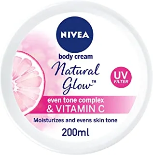 NIVEA Body Cream Even Tone, Natural Glow Complex & Vitamin C, All Skin Types, Jar 200ml