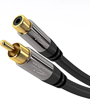 KabelDirekt – 3m – RCA/phono extension lead cable, audio/digital/video (coax cable, RCA/phono male to female, for subs/amps/Hi-Fis, analogue/digital audio or composite video, 75 ohm, black)