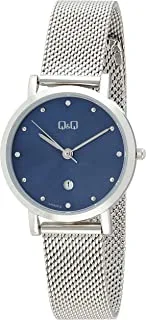 Q&Q Watch for Men, Quartz Movement, Analog Display, Silver Stainless Steel Strap-A419J212Y