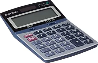 Catiga cd-2492 electronic calculator two power and 12 digits with plastic keys for office and school - multi colour