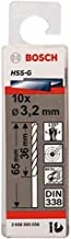 Bosch 2608595056 din338 hss-g metal drill bit, 3.2mm x 36mm x 65mm, silver