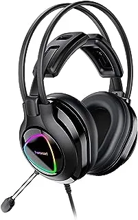 Tronsmart glary gaming headset with 7.1 virtual sound with colorful led lights - black, Wired