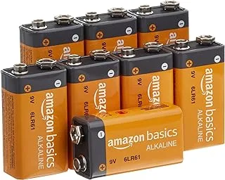 Amazon Basics 8 بطاريات قلوية ذات أداء قلوي 9 فولت، متعددة الأغراض، مدة صلاحية 5 سنوات، قد تختلف التعبئة