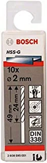 Bosch 2608595051 din338 hss-g metal drill bit, 2.0mm x 24mm x 49mm, silver