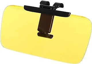 Car Sun Visor Anti-Glare Shield, Adjustable Night & Day -use Semi-Transparent Clip-on Sun Visor, Essential Summer Accessory, Compatible with Cars, SUVs, Trucks (Yellow)