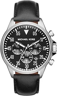 Michael Kors Watch for Men, Quartz Movement, Analog Display, Black Black Strap-MK8442