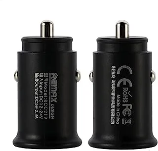 Remax Rcc-219 Car Charger Roki Series Dual Usb Outputs Exquisite Design And Portable To Carry 2.4A - Black