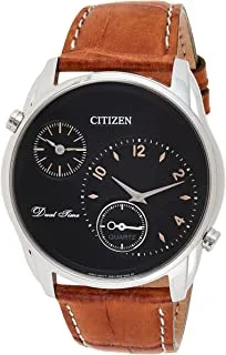 Citizen Dress Watch for Men, Quartz Movement, Analog Display, Brown Leather Strap-AO3030-08E