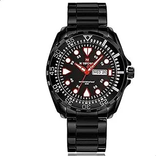 Naviforce Watch for Men, Automatic Movement, Analog Display, Black Stainless Steel Strap-9105 B-B-R