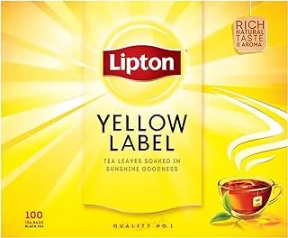 Lipton Yellow Label Black Tea with sun dried tea leaves, Classic, for a Rich Natural Taste, 100 Tea Bags