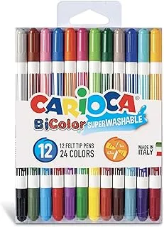 Carioca Bi-Color 12 pen -24 colors Dual color felt tip pens Washable 42265