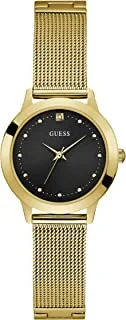 ساعة GUESS W1197L5 حافظة ذهبية مصقولة / قرص Sunray Black Diamond / سوار شبكي ذهبي مصقول