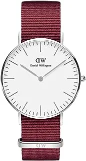 Daniel Wellington Watch Unisex , Quartz Movement, Analog Display, Red Fabric Strap-DW00600272