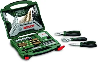 Bosch 2607017197 universal x-line titanium drill and bit set - green/grey (70-piece)